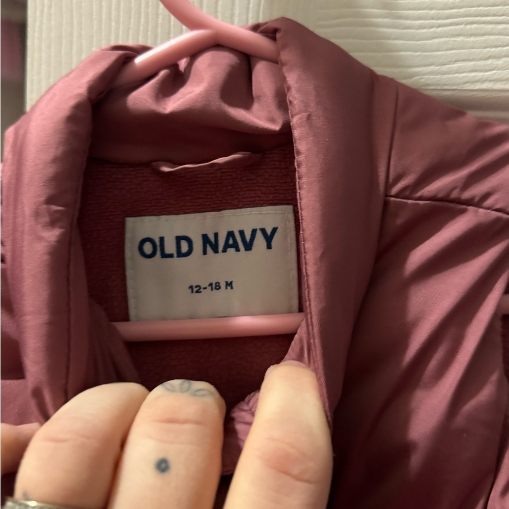 Old Navy Dusty Rose Puffer Vest - Picture 2 of 4